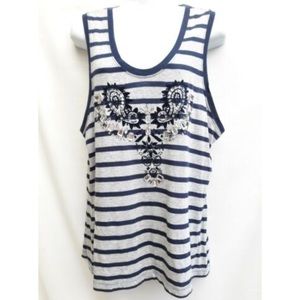 Cynthia Rowley Navy/Gray Stripe Chrystal Tee